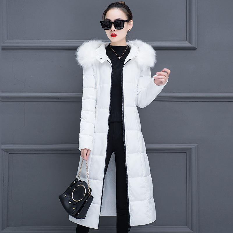 Winter Ladies Down Padded Jacket Fashion Plus Fleece Hooded Padded Jacket Thick Warm Long Coat