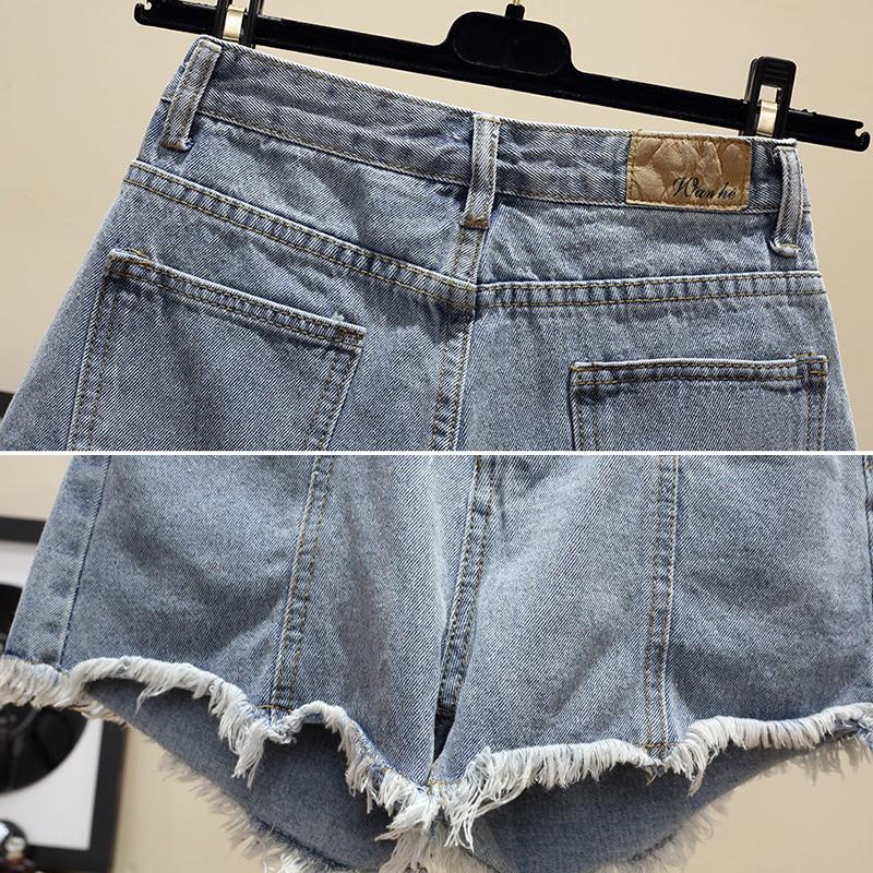 WTEMPO Women Loose High Waist Denim Shorts Spring and Summer Wide Leg A-line Thin Casual Shorts