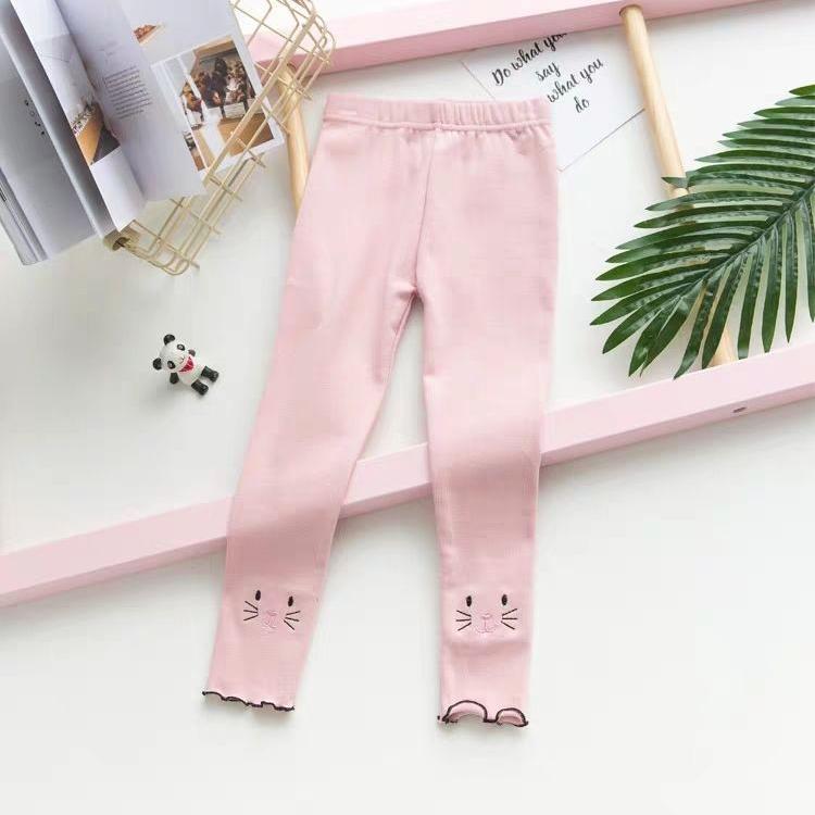 Girls' Leggings Children's Spring and Autumn Thin Kitten Korean Cropped Trousers Stretch Pants Baby Outer Wear and Inner Wear