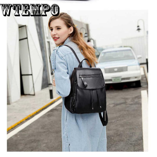 Trendy Female PU Leather Backpacks Women Small School Bags Women High Quality Casual Rucksack