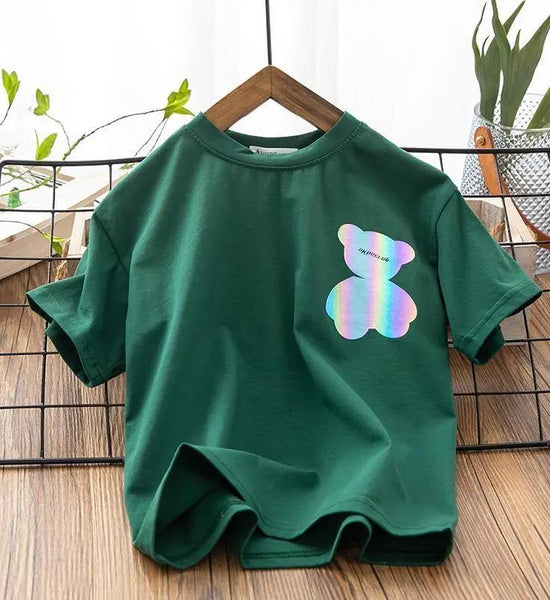 Boys Short-sleeved T-shirt Summer New Boys Simple Half-sleeved Shirt Printing Cartoon Big Boy Handsome Cotton Bottoming Shirt