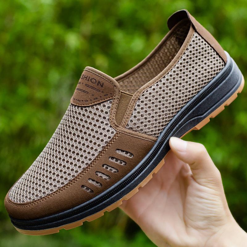 Spring Summer Cloth Shoes Men's Breathable Casual Canvas Shoes Tendon Soles Deodorant Breathable Lazy Net Shoes