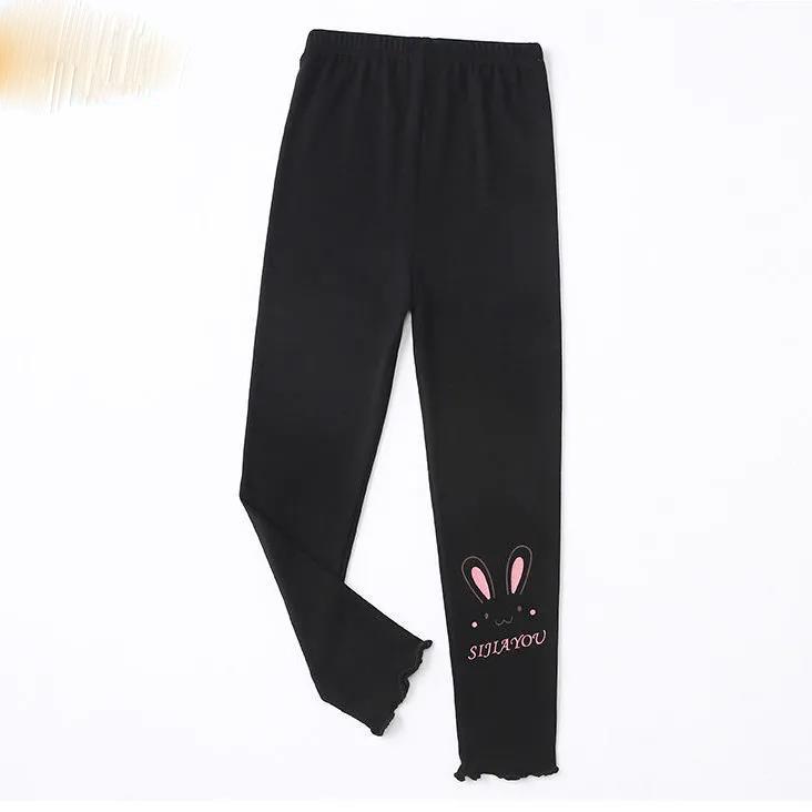 Girls' Leggings Children's Spring and Autumn Thin Printing Rabbit Korean Cropped Trousers Stretch Pants Baby Outer Wear and Inner Wear