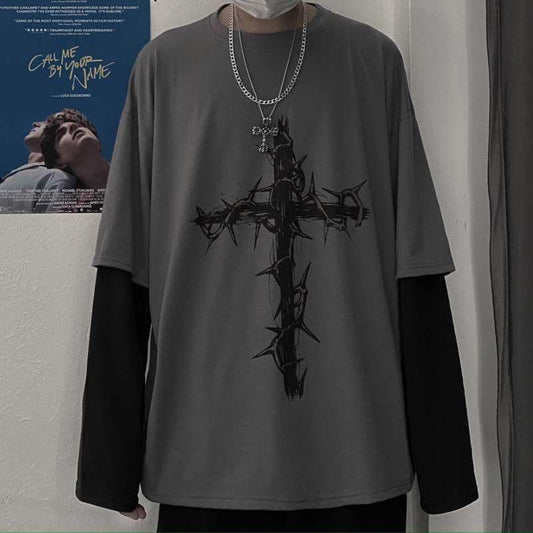 Gothic Goth Style Tshirt 2022 Mall Goth Tops Punk Long Sleeve Oversized T-shirt Japanese Streetwear Fashion Korean Style