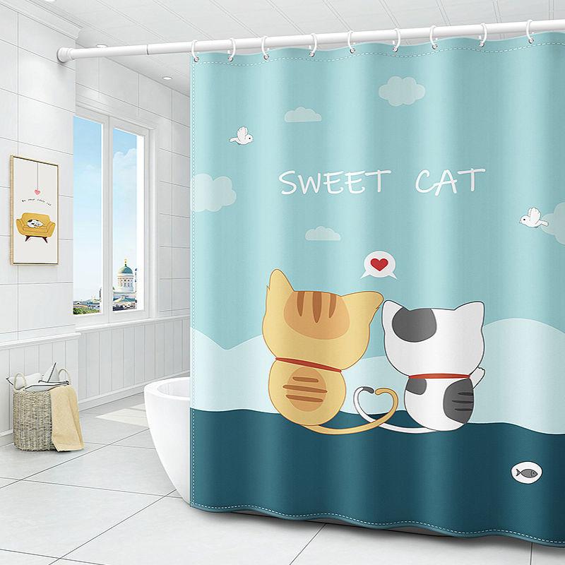 Bathroom Partition Curtain Waterproof and Mildew-proof Hook Curtain Shower Curtain