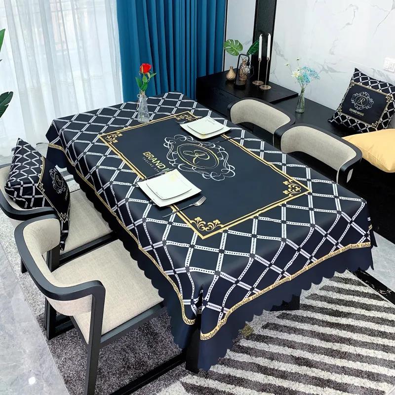 Simple and Modern Coffee Table Dining Table Square Table Rectangular Tablecloth Waterproof and Oil-proof Washable Tablecloth