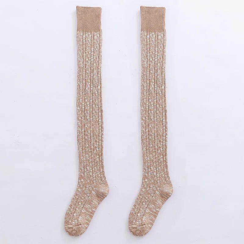 Over The Knee Paddler Female Thickened Plus Legs Student Thick Wool Knit Autumn and Winter Warm High Tube Thigh Socks