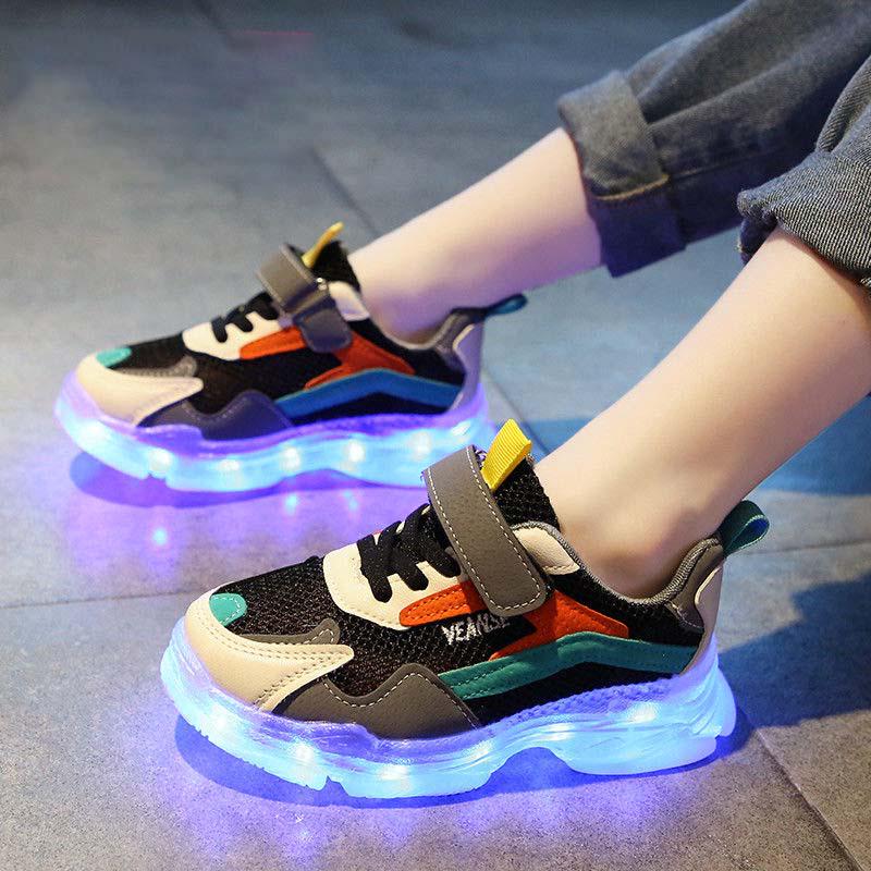 Mesh luminous shoes children's soft bottom girls fluorescent shoes boys light shoes shoes will glow