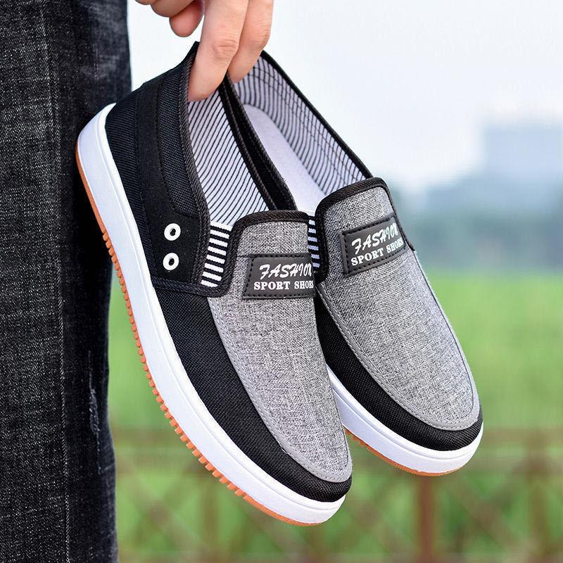 Tendon Bottom Male Old Beijing Cloth Shoes Denim Canvas Shoes Flat Casual Non-slip Wear-resistant Low-top Sneakers