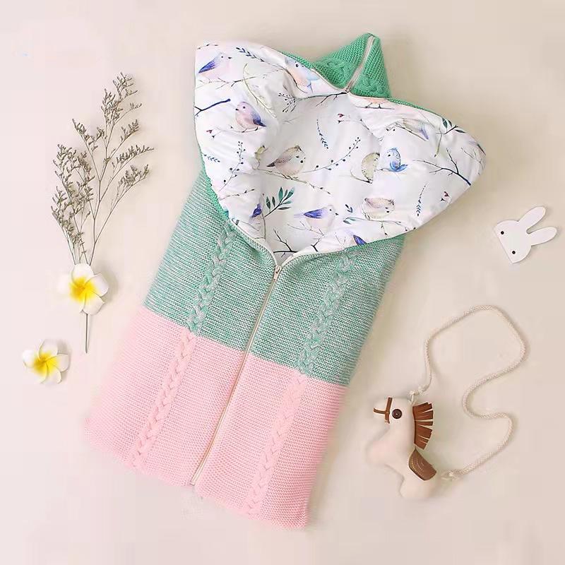 Baby Sleeping Bag Envelopes Winter Infant Stroller Sleepsacks Solid Tthick Warm for Newborn Swaddle Wrap 75*35cm Knitted Blanket