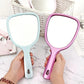 Women Hand-held Makeup Mirror Portable Enlarge Small Mirror  HD Thin and Light Travel Appointment Long Handle