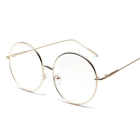 Oversized Round Glasses Frame Women Men Fashion Transparent Glasses Unisex Metal Spectacle Optical E