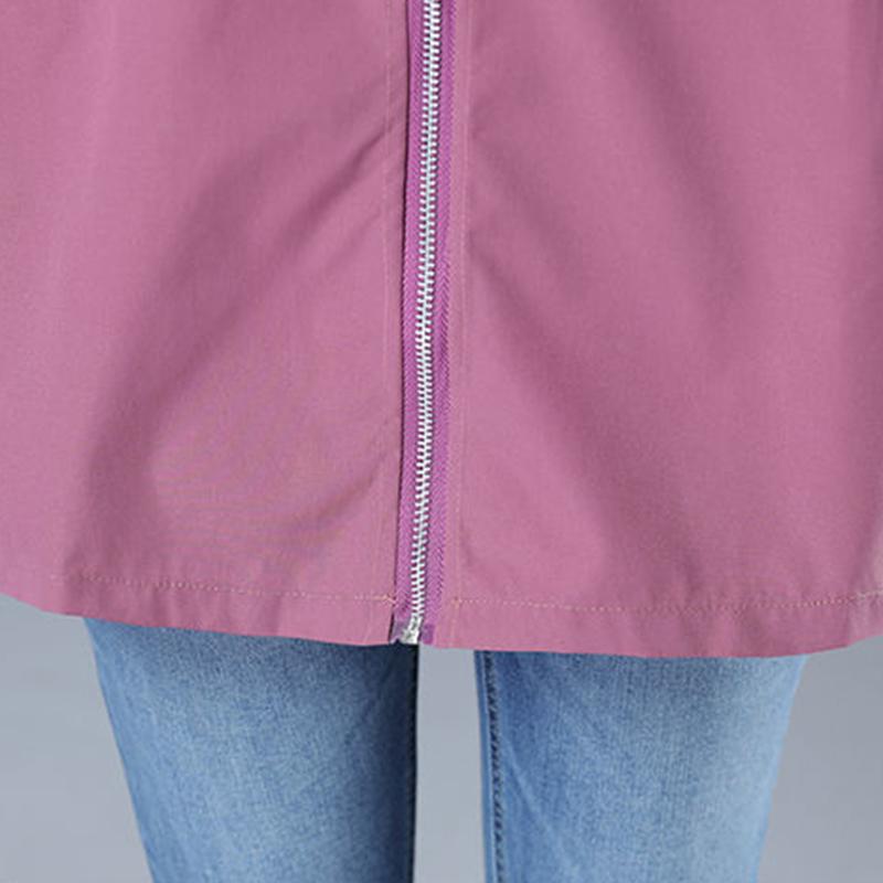 Autumn Windbreaker Women's Mid-length Coat Women's Spring and Autumn All-match Plus Size Coat Jacket Women