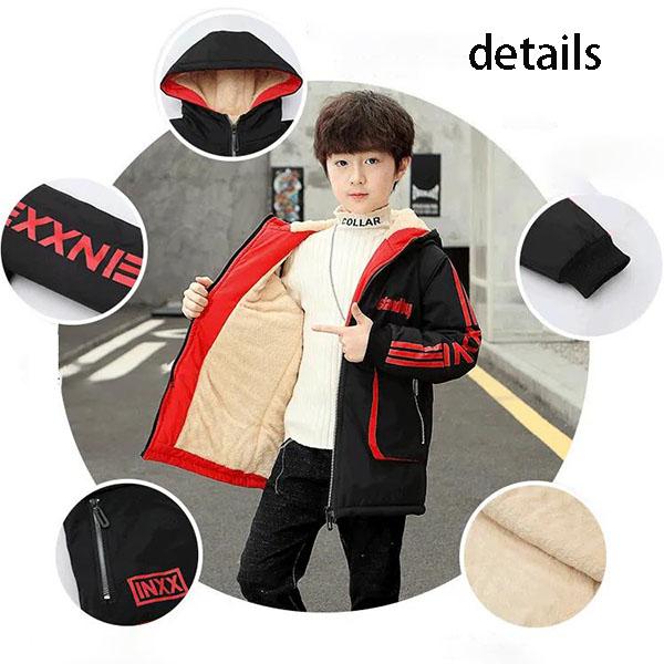 Winter Clothes Plus Cotton Thickening Boys Plus Fleece Jacket Big Children's Cotton Jacket Boy Jacket Children's Mid-length Cotton Jacket