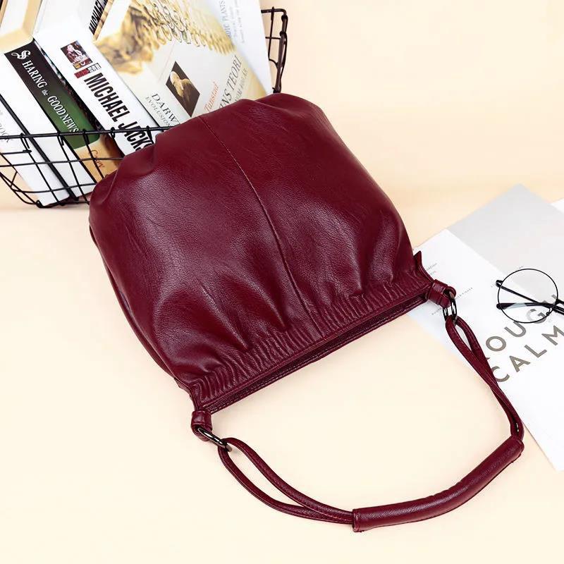 Women Bucket Bag handbag Casual Female Crossbody Bags Portable Genuine Leather Cowhide Large Capacity