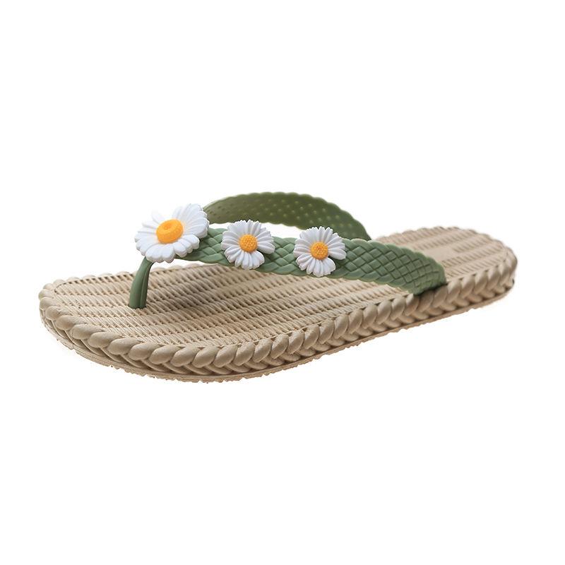 Flip-flops Female Summer Small Daisy Non-slip Beach Vacation Outer Wear Flip Flops Flip Flops Flat Bottom Light Ladies Sandals