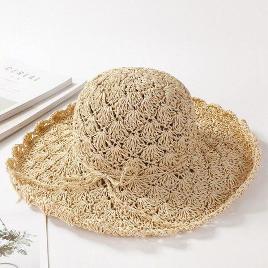 Beach Summer female Hat Wide Brim Floppy Straw Sun Hat Beach Women Hat Foldable UV Protect