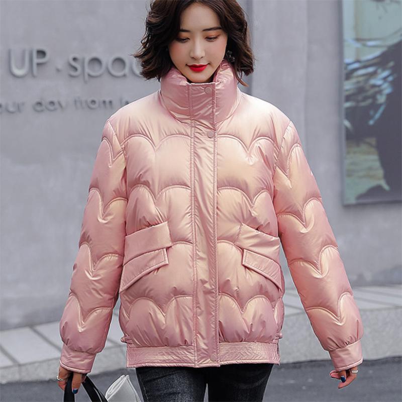 Disposable Bright Face Down Padded Jacket Women Short Korean Style Cotton Coat Warm Stand-collar Down Jacket