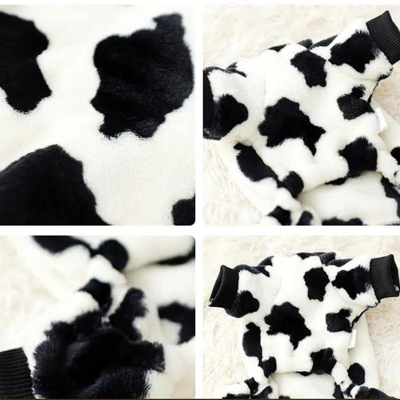 Milk Cow Black White Pet Shirt Clothes Four-leg Pet Dog Warm Jumpsuits Outfit Pet Supplies Puppy Cat Pullover Rompers Outerwear