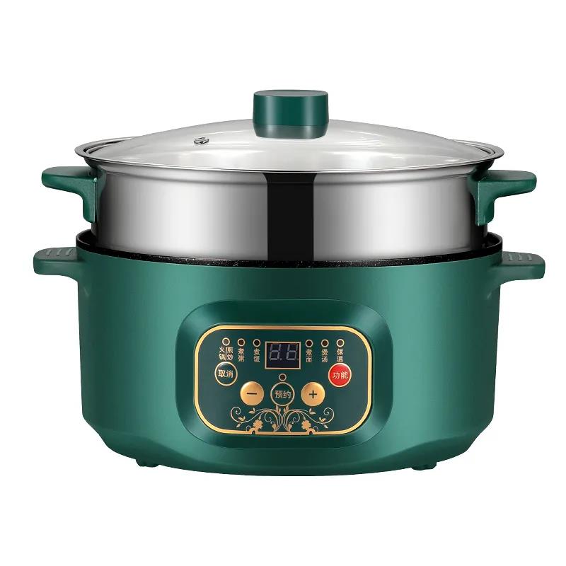 800W Smart Electric Heat Pot Set 22cm Boiling Soup Pot Non-stick Cookware Frying Pan for One Person