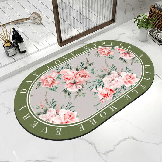 Diatom Mud Soft Pad Floral Pattern Light Luxury Wind Bathroom Floor Pad Anti-slip Absorbent Door 50 * 80/40 * 60cm