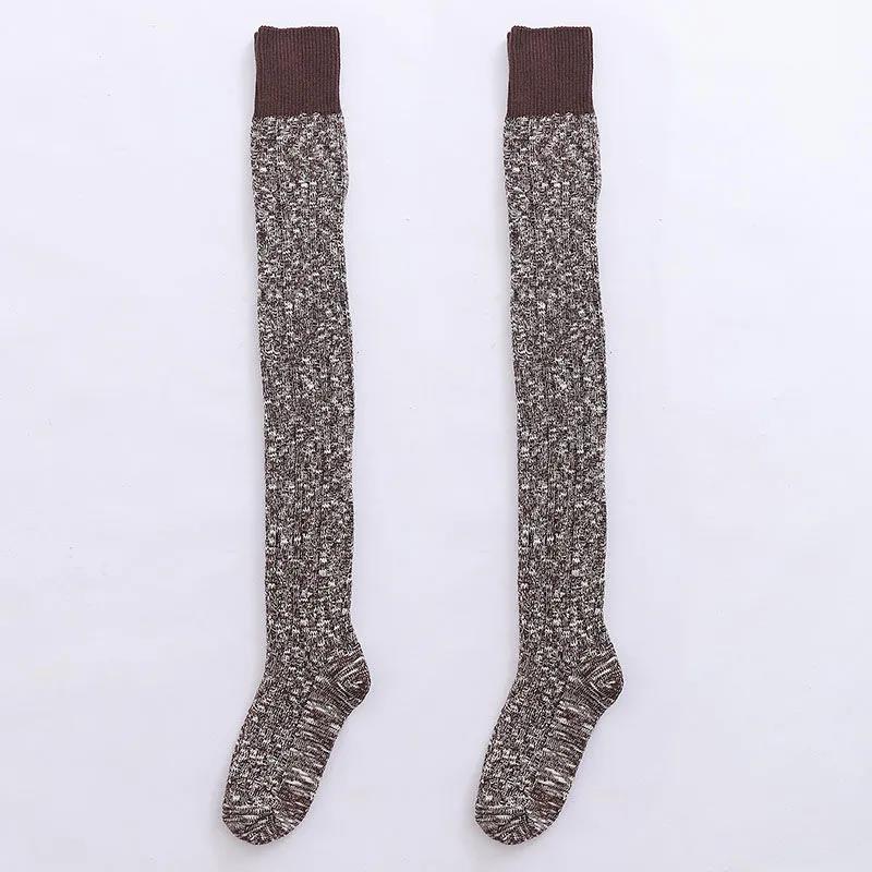 Over The Knee Paddler Female Thickened Plus Legs Student Thick Wool Knit Autumn and Winter Warm High Tube Thigh Socks