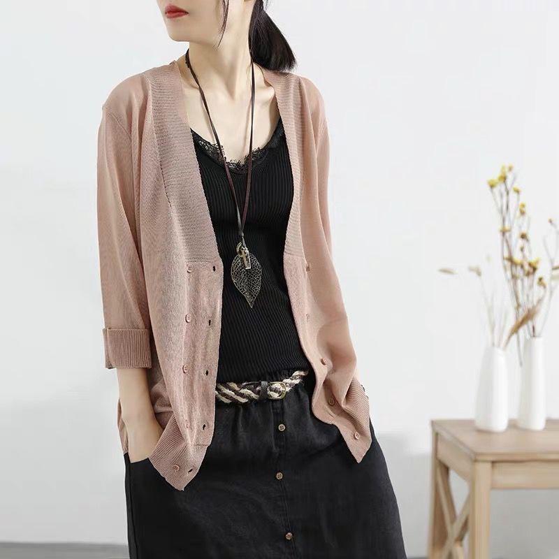 Spring and Autumn Linen Cardigan Sweater Large Size Loose Casual Jacket Fashion Young Women Top