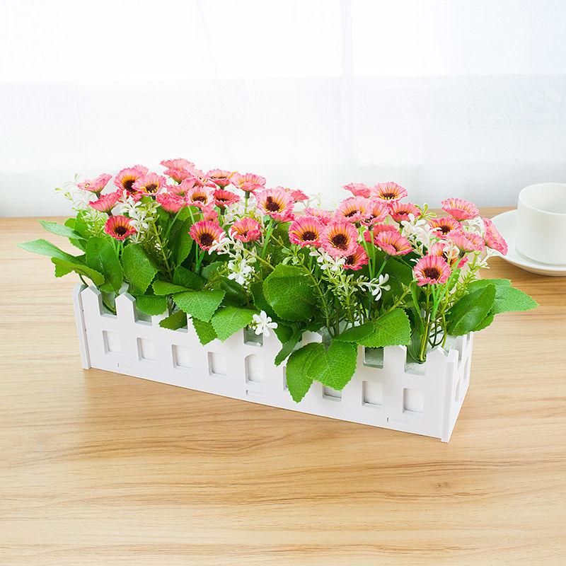 Simulation Fake Flower  Hanging Flower Basket Simulation Green Grass Small Potted Ornaments Plastic Flower Fence Floral Set Wall