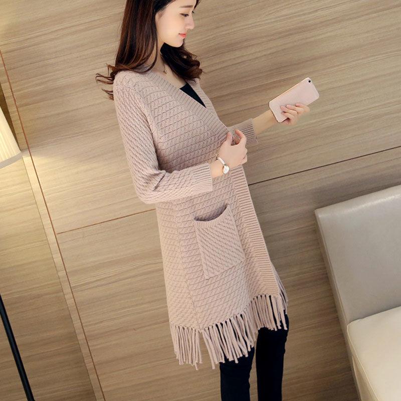 Autumn and Winter Casual Coat Mid-length Long-sleeved Cardigan Loose Knit Sweater