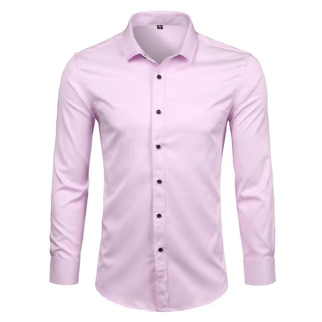 Men's Comfortable Bamboo Fiber Dress Shirts Casual Slim Fit Long Sleeve Male Social Shirts