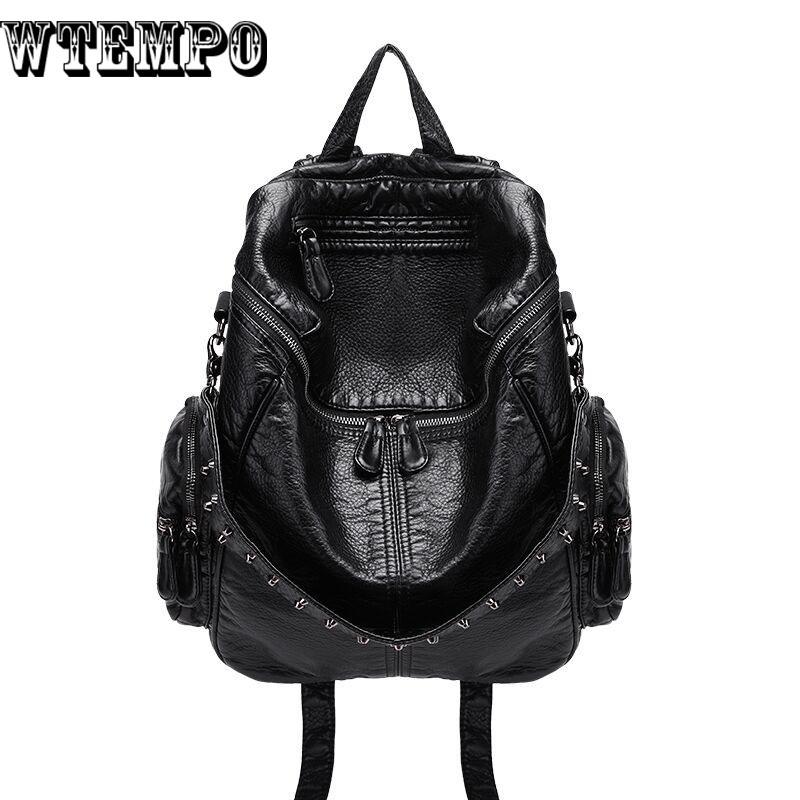 Backpack Lightweight Spacious Casual Daypacks Soft PU Leather  Bag For Women Female Girls Ladies