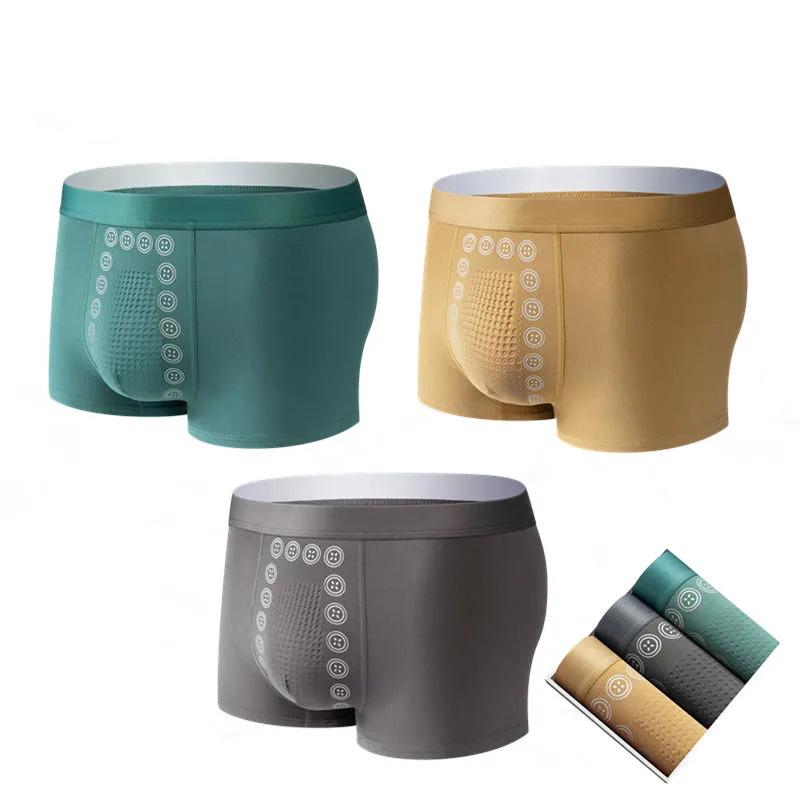 3 Pcs Men's Underwear Ice Silk Men's Boxer Shorts Large Size Breathable Mid-waist Personality Trendy Student Youth Boxer Shorts Soft Solid Boxer Brief