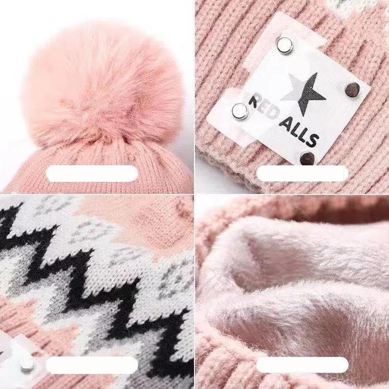 Hat Women's Autumn and Winter Plus Velvet Warm Knit Hat Warm Scarf Ladies Biking Ear Protection Warm All-match Woolen Hat