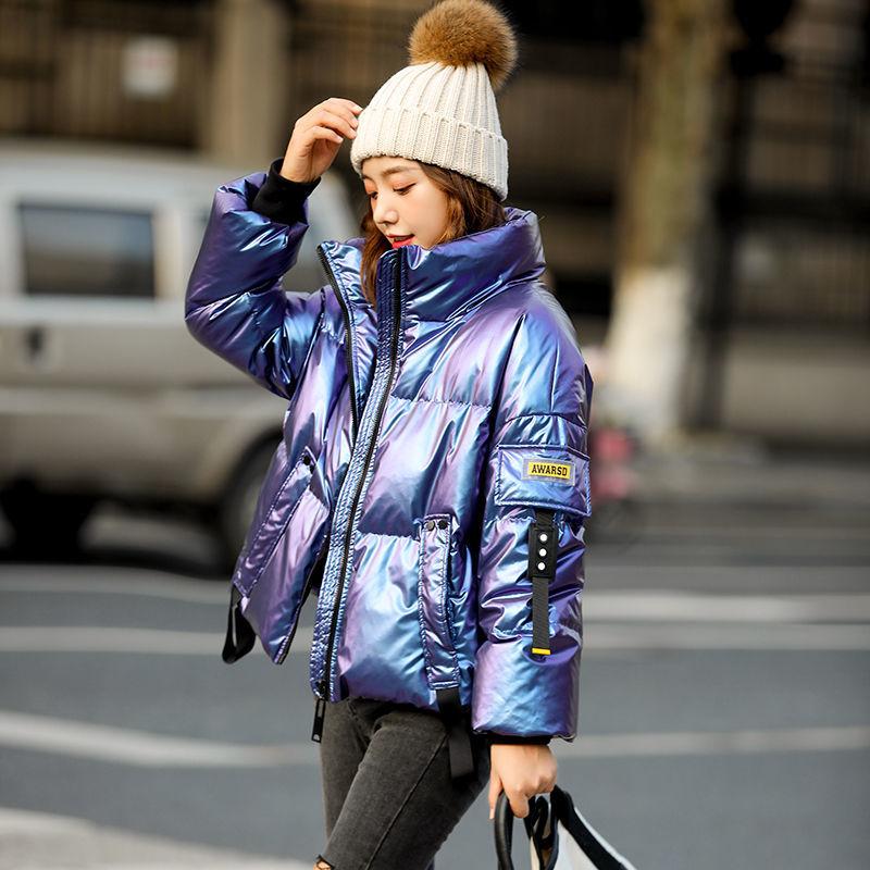 2020 New Ladies Down Jacket Shiny Short Parker Clothing Female Student Fashion Loose Winter Jacket