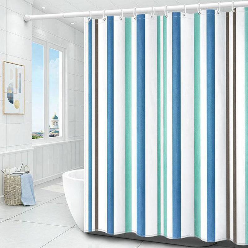 Modern Minimalist Bathroom Shower Curtain Toilet Waterproof and Mildew Shower Curtain Hanging Curtain Thickened Partition Curtain Free Perforation