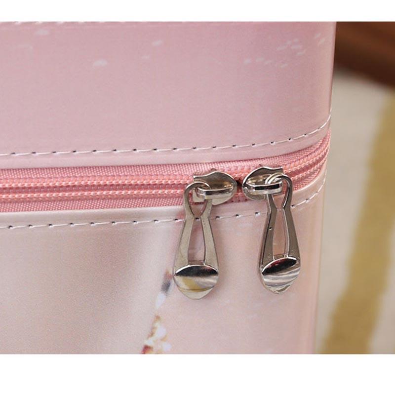 Two-layer Cosmetic Bag Multi-functional Cute Girl Heart Portable Cosmetic Storage Box Large-capacity Cosmetic Box