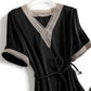 Temperament and Luxury Short-sleeved Dress Delicate Embroidery Waist Belt Mid-length DRESS Women