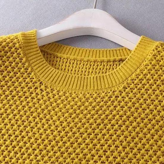 Women's Large Size Solid Color Versatile Loose Thin Knitted Tops Spring and Autumn Long Sleeve Casual Sweaters