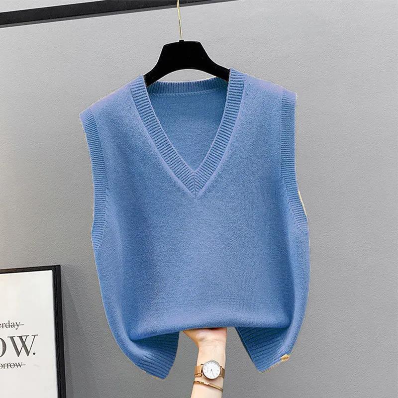 Ladies Vest Short Spring Versatile V-Neck Sleeveless Knit Sweater