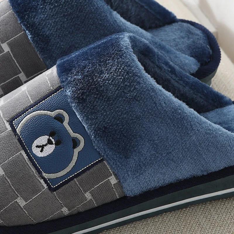 Cotton Slippers Men's Large Size Winter Household Indoor Non-slip Thick-soled Woolen Cotton Slippers Women's Warm Shoes