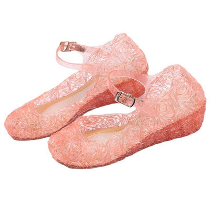 Girls Sandals Summer Non-slip Princess Shoes Fashion High Heel Sandals Cinderella Sandals