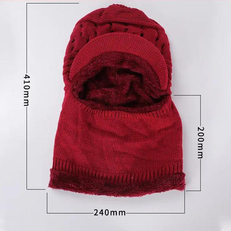 Warm Hat Women's Winter Woolen Hat with Velvet To Keep Warm Cycling Padded Bib Hat One-piece Stretch Knitted Hat