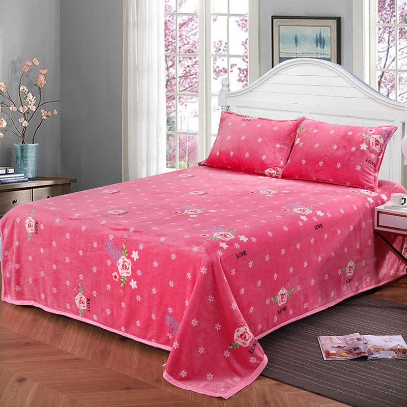 Double-sided Plus Fleece Fluffy Coral Fleece Blanket Sheets Short Plush Blanket Bedding Flannel Warm and Breathable Sheets Siesta Blanket In Winter