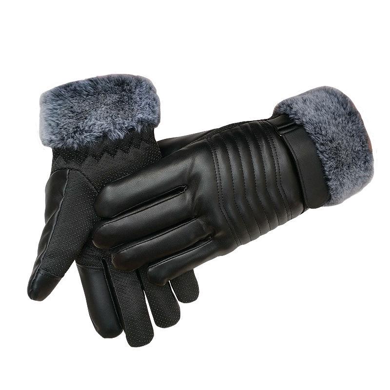 Winter Warm Leather gloves Thick gloves Man fashion gloves Plush Cotton gloves Windproof gloves