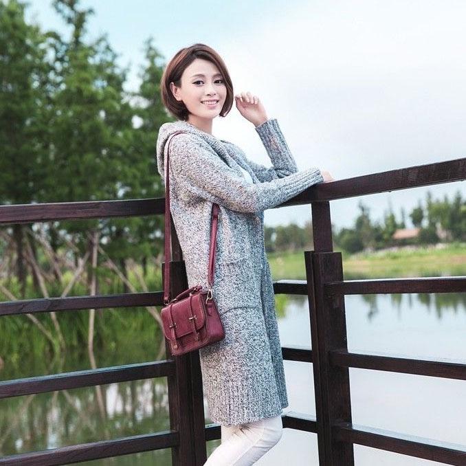 Spring and Autumn Women's Button Hooded Sweater Large Size Solid Color Mid-length Cardigan Loose Casual Sweater Coats