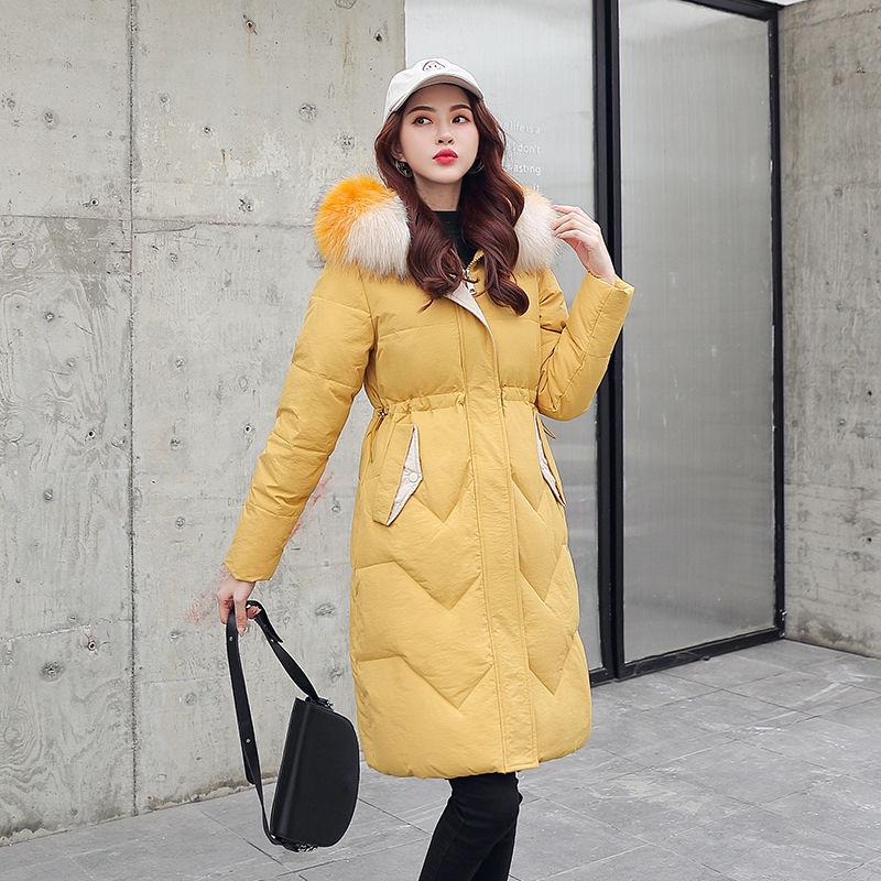 Down Cotton Clothing Women's Jacket Winter Waist Thickening Cotton Long Paragraph Knee Cotton Jacket