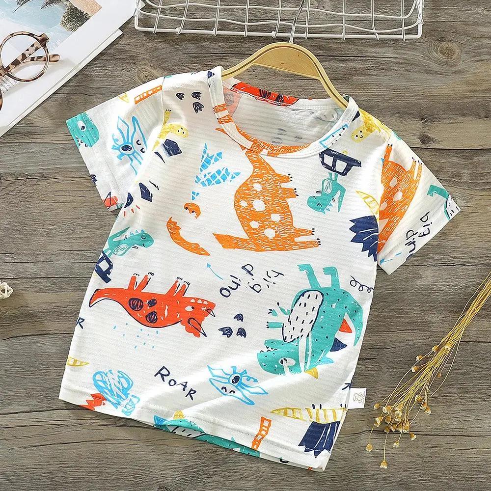 Children's Top Boys Lightweight T-shirt Summer Thin Kids Baby Cartoon Casual Short Sleeve