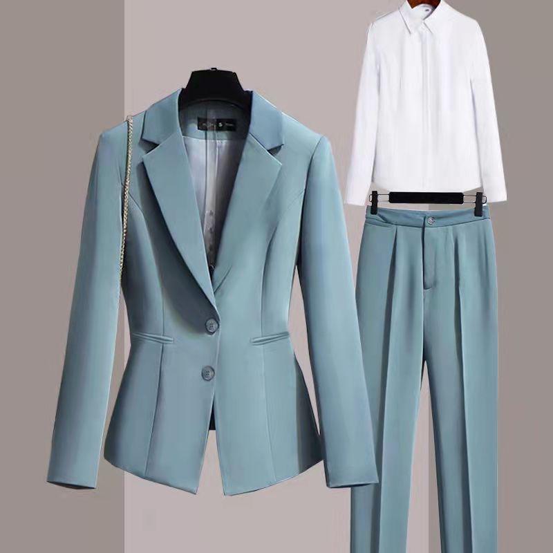 2PCS Suit Blazer Jacket + Suit Pants Two-piece Set Female Professional Formal Suit Elegant Business Suit Outfit Front Desk Uniform Hotel Work Clothes