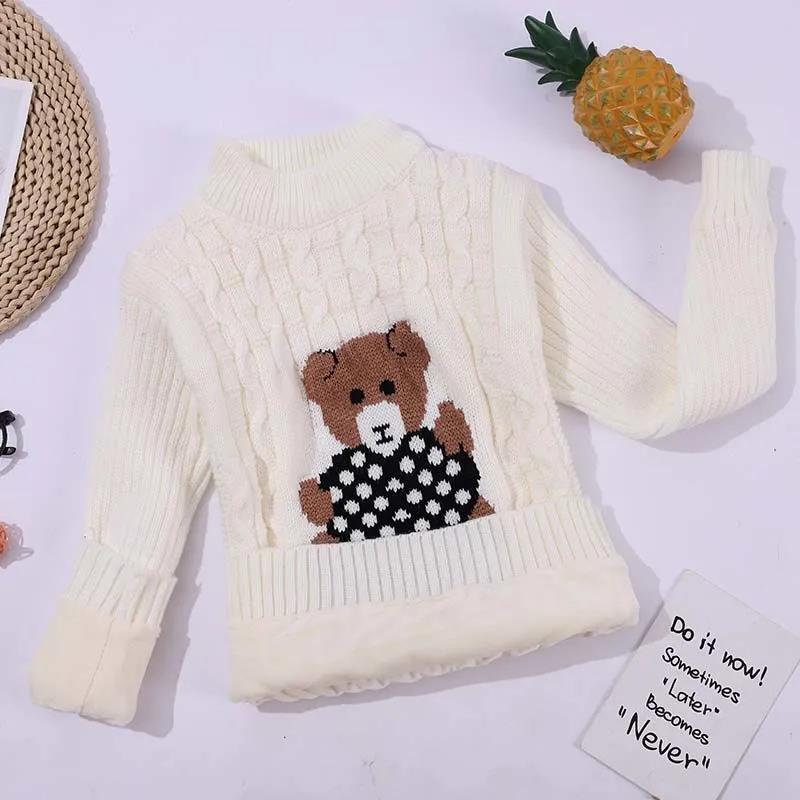 Children's Sweater Autumn and Winter Children's Clothing Plus Velvet Warm Knit Sweater Boys and Girls Sweater Pullover Bottoming Shirt