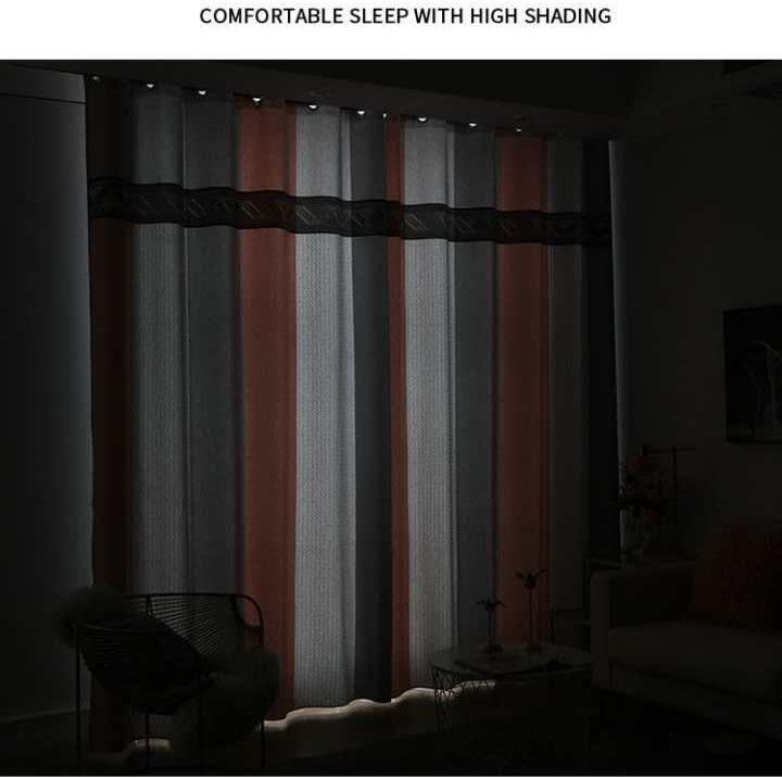 High-grade Seamless Splicing Thick Curtains Finished Sun-proof Heat Insulation Living Room Bedroom Balcony Black-out Curtains (150×270cm)